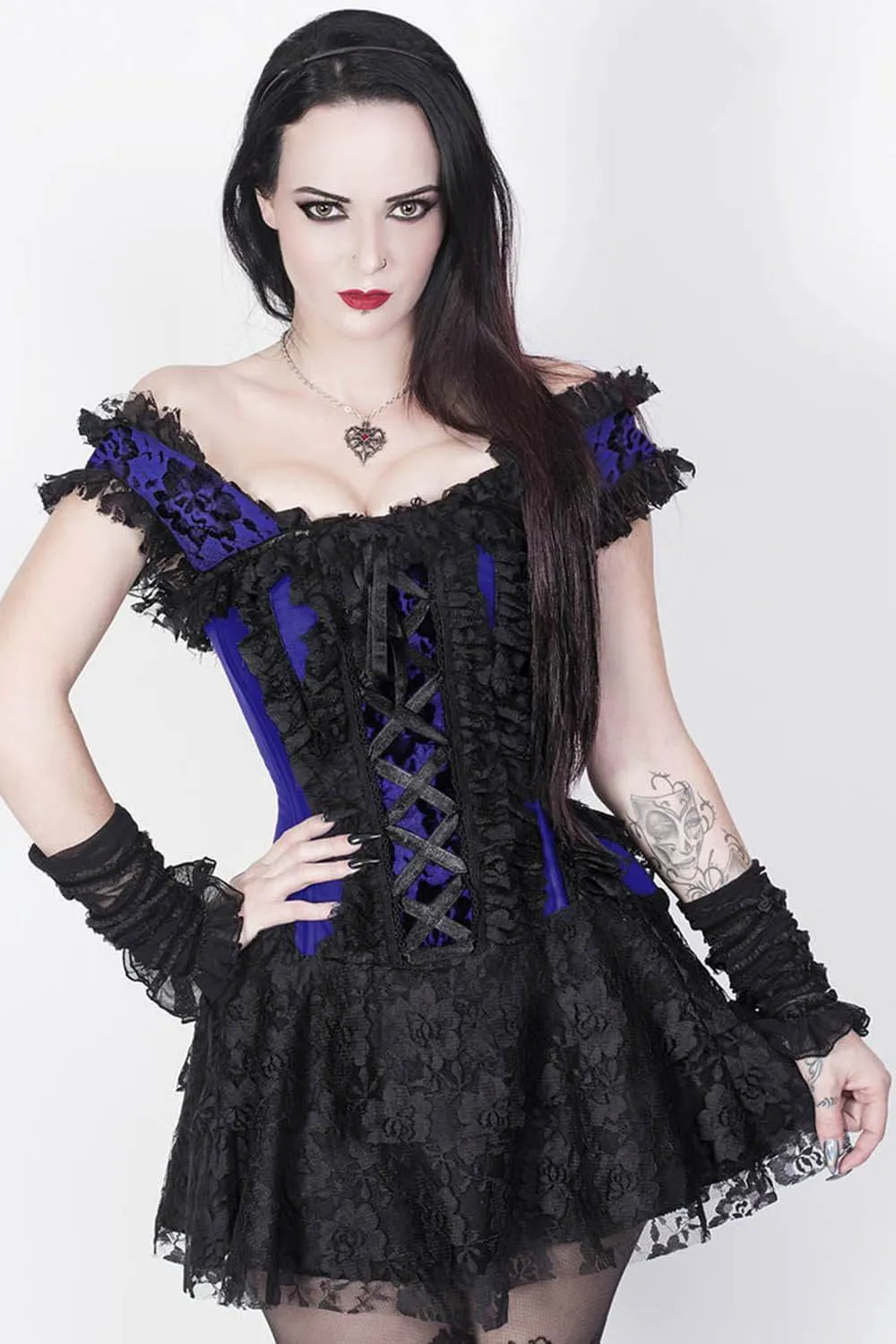 Reino Custom Made Blue Halter Burlesque Corset Dress