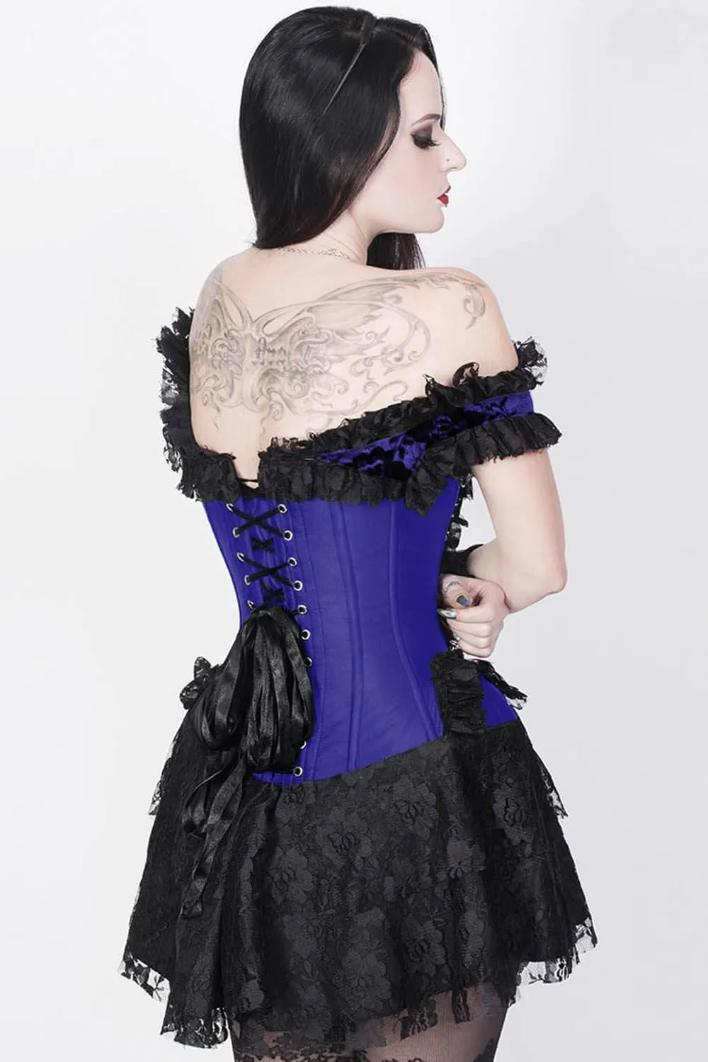Reino Custom Made Blue Halter Burlesque Corset Dress