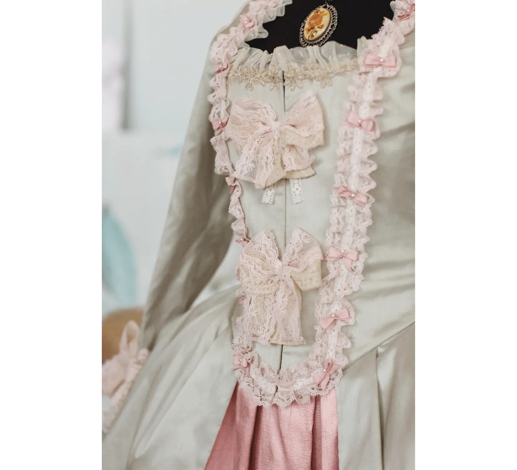 Rococo Marie Antoinette pink silk dress