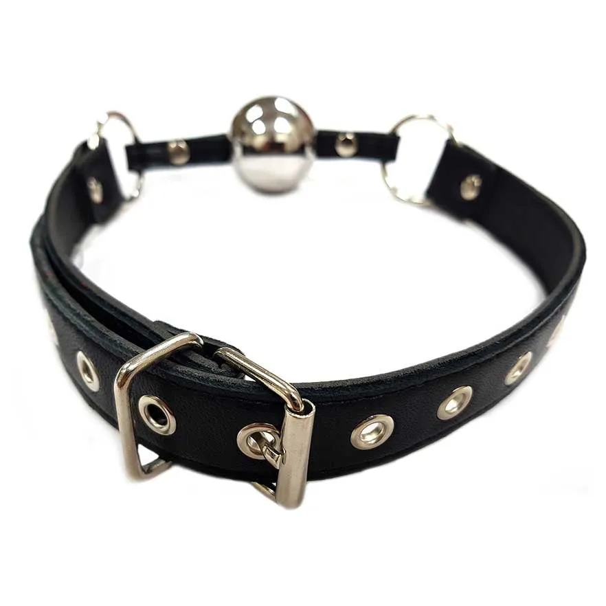 Rouge Leather Ball Gag with Hollow Stainless Steel Ball