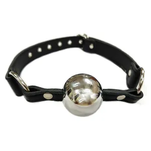 Rouge Leather Ball Gag with Hollow Stainless Steel Ball