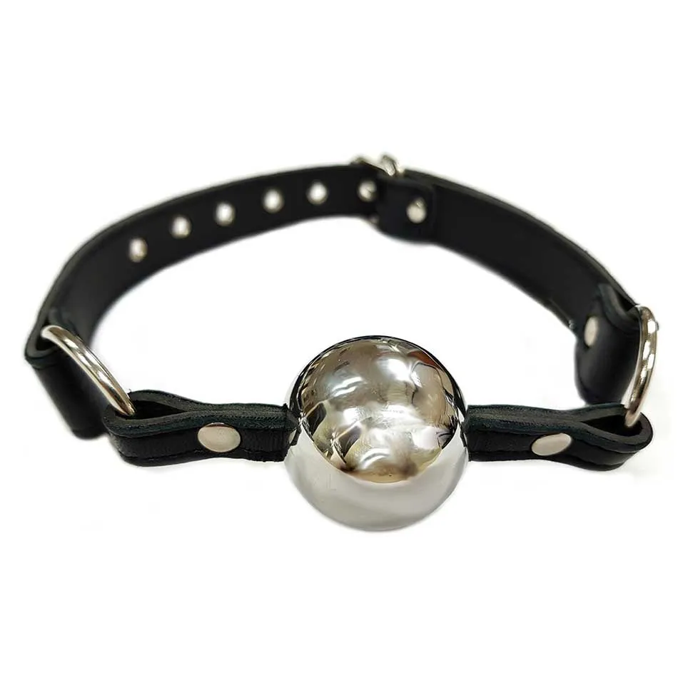 Rouge Leather Ball Gag with Hollow Stainless Steel Ball