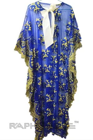 Royal Blue Gold Caftan Maxi