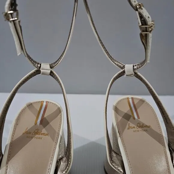 Sam Edelman Kia Beads Block Heel Strappy Sandal Modern Ivory Size 10.5