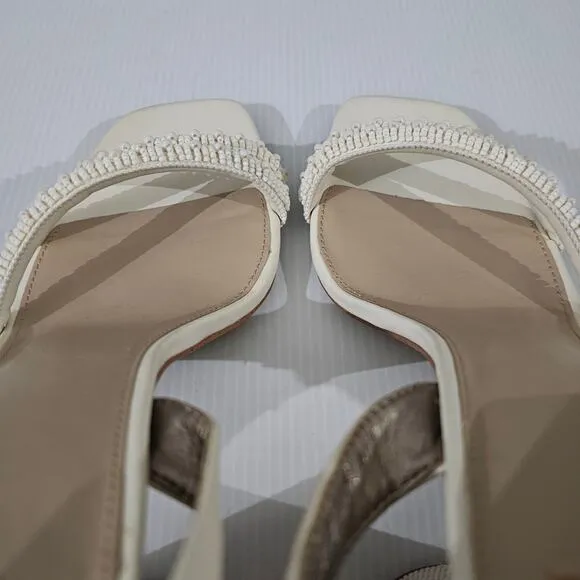 Sam Edelman Kia Beads Block Heel Strappy Sandal Modern Ivory Size 10.5