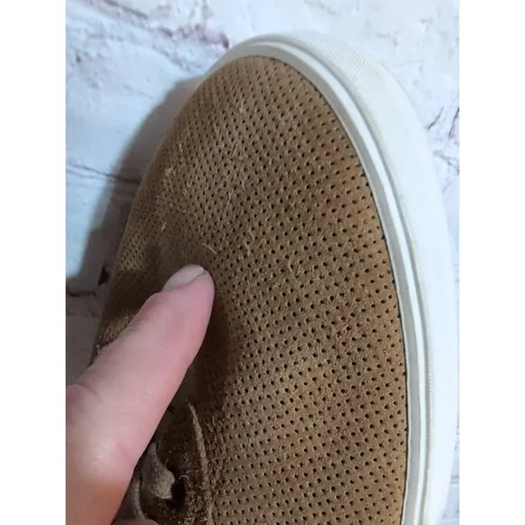 Seavees Hermosa Plimsoll Varsity Men's Casual Sneaker Sz 13 Tan Perforated Suede