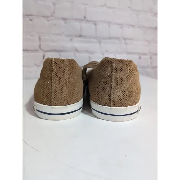 Seavees Hermosa Plimsoll Varsity Men's Casual Sneaker Sz 13 Tan Perforated Suede