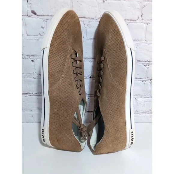 Seavees Hermosa Plimsoll Varsity Men's Casual Sneaker Sz 13 Tan Perforated Suede