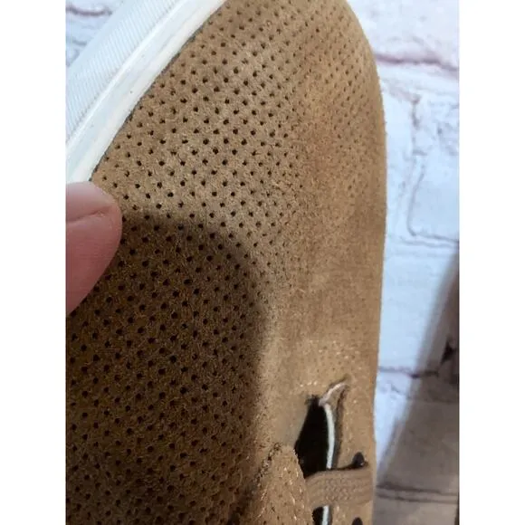 Seavees Hermosa Plimsoll Varsity Men's Casual Sneaker Sz 13 Tan Perforated Suede
