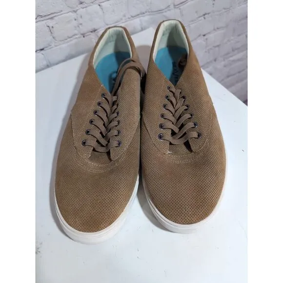 Seavees Hermosa Plimsoll Varsity Men's Casual Sneaker Sz 13 Tan Perforated Suede