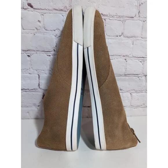 Seavees Hermosa Plimsoll Varsity Men's Casual Sneaker Sz 13 Tan Perforated Suede