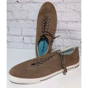 Seavees Hermosa Plimsoll Varsity Men's Casual Sneaker Sz 13 Tan Perforated Suede