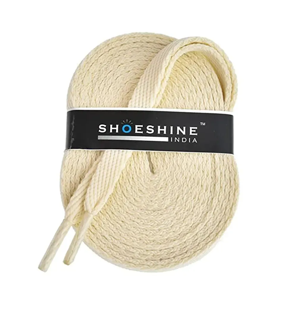 SHOESHINE Flat Shoelace (1 Pair) White sports and sneaker shoe laces