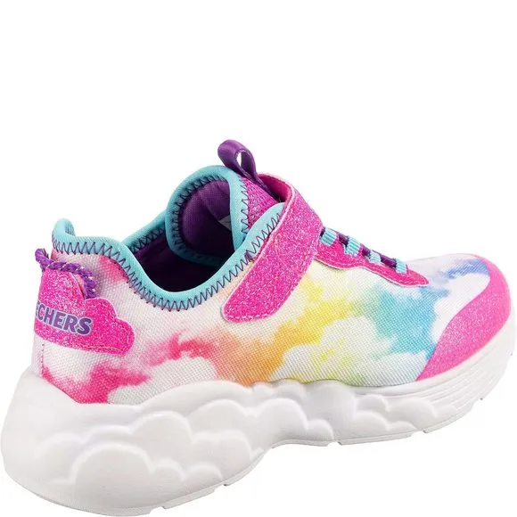 SKECHERS KIDS GIRLS RAINBOW RACER SNEAKER, PINK/MULTI, 12 LITTLE KID