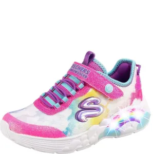 SKECHERS KIDS GIRLS RAINBOW RACER SNEAKER, PINK/MULTI, 12 LITTLE KID