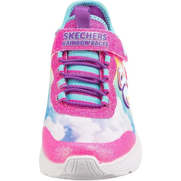 SKECHERS KIDS GIRLS RAINBOW RACER SNEAKER, PINK/MULTI, 12 LITTLE KID