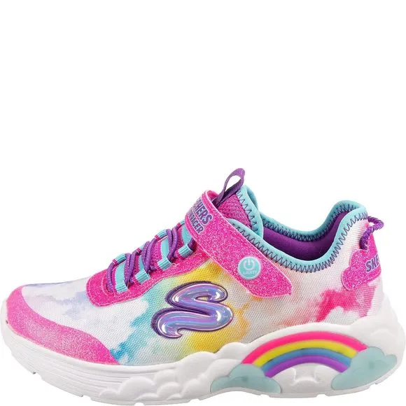 SKECHERS KIDS GIRLS RAINBOW RACER SNEAKER, PINK/MULTI, 12 LITTLE KID