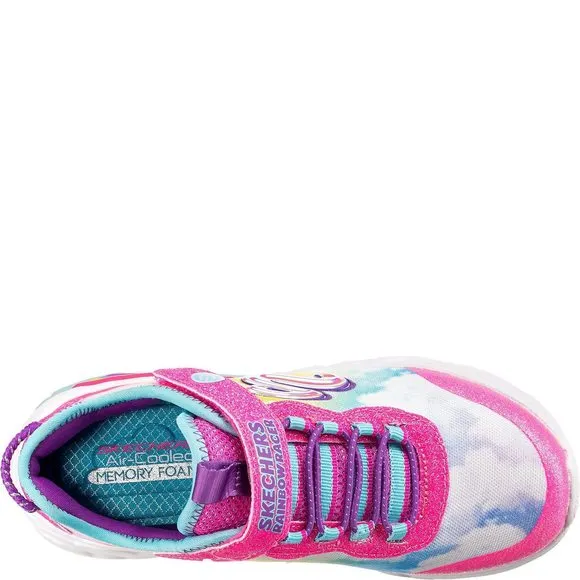 SKECHERS KIDS GIRLS RAINBOW RACER SNEAKER, PINK/MULTI, 12 LITTLE KID