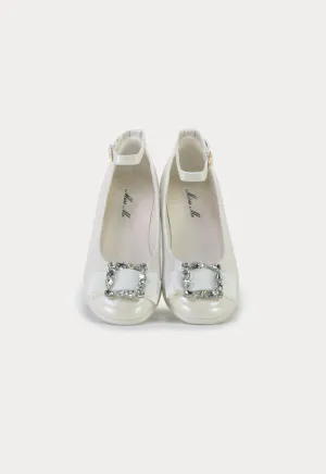 Square Crystals Vamp PU Leather Shoes