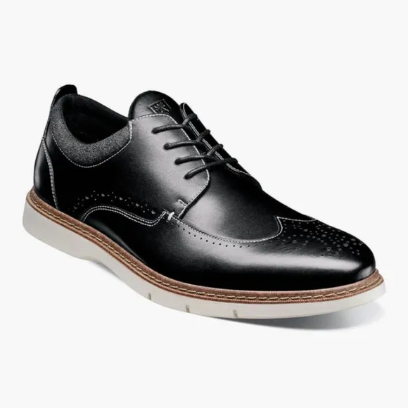 Stacy Adams Synergy Wingtip Oxford men’s leather upper shoes black size 11
