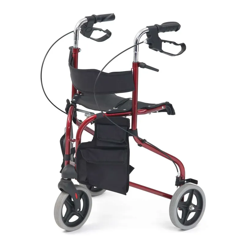 Steel Tri Walker with Seat | Red