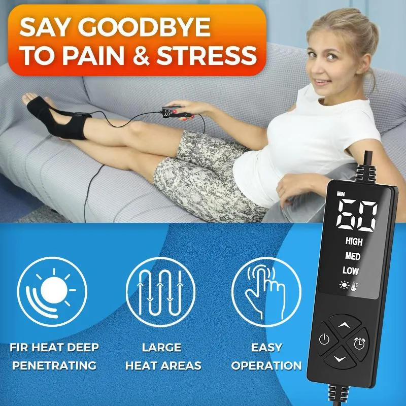 sticro Ankle Heating Pad for Achilles Tendonitis and Plantar Fasciitis Relief, Heated Ankle Brace Foot Heating Pad Wrap with Massage Ball for Sprained Ankle, Arthritis Foot Heel Pain Relief