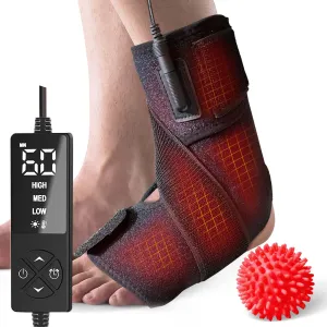 sticro Ankle Heating Pad for Achilles Tendonitis and Plantar Fasciitis Relief, Heated Ankle Brace Foot Heating Pad Wrap with Massage Ball for Sprained Ankle, Arthritis Foot Heel Pain Relief