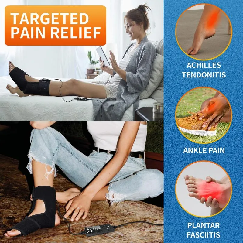 sticro Ankle Heating Pad for Achilles Tendonitis and Plantar Fasciitis Relief, Heated Ankle Brace Foot Heating Pad Wrap with Massage Ball for Sprained Ankle, Arthritis Foot Heel Pain Relief
