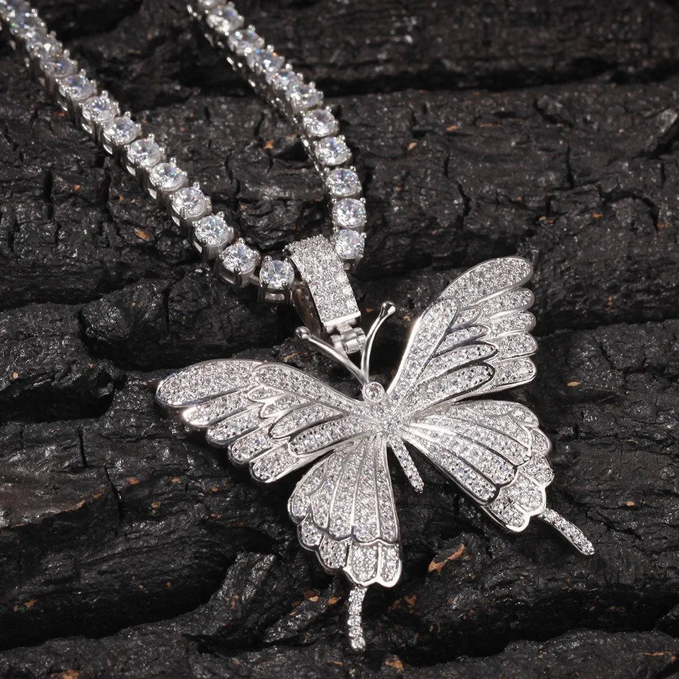 Tennis butterfly choker , bling butterfly , butterfly tennis necklace, 4mm tennis necklace and cz butterfly pendant ,Christmas gift