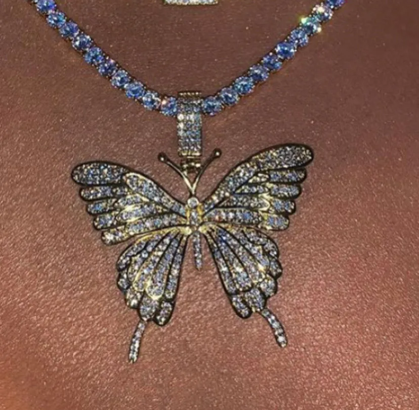 Tennis butterfly choker , bling butterfly , butterfly tennis necklace, 4mm tennis necklace and cz butterfly pendant ,Christmas gift