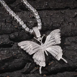 Tennis butterfly choker , bling butterfly , butterfly tennis necklace, 4mm tennis necklace and cz butterfly pendant ,Christmas gift