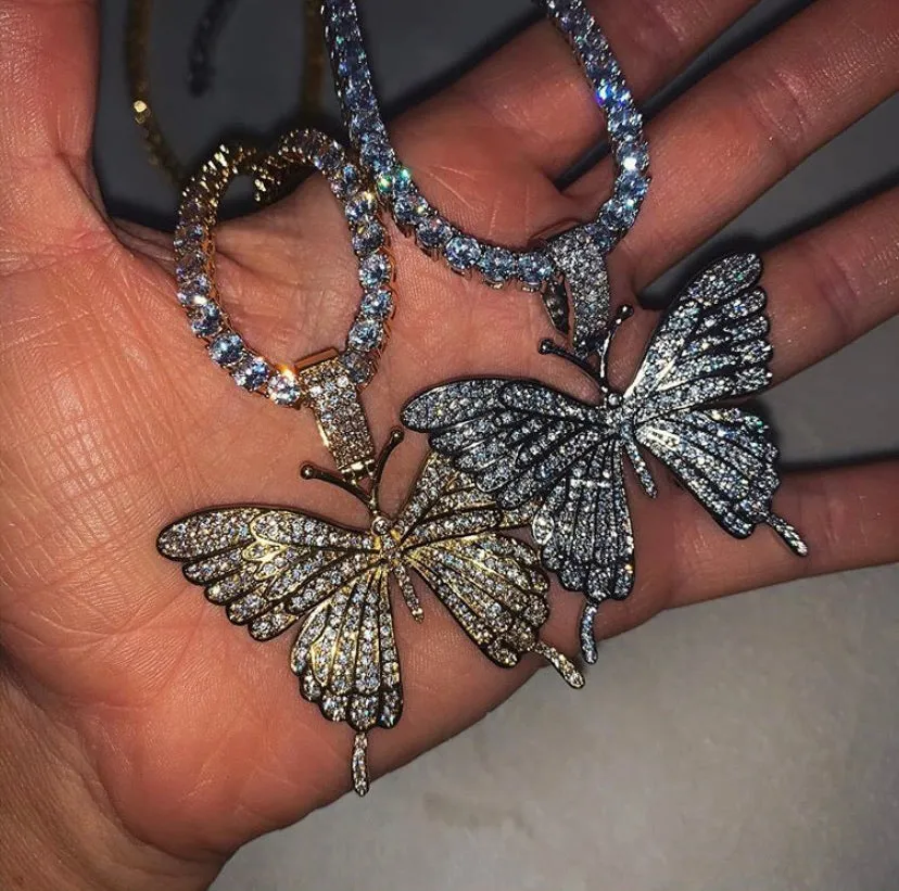 Tennis butterfly necklace , bling butterfly , butterfly tennis necklace, 4mm tennis necklace and cz butterfly pendant .