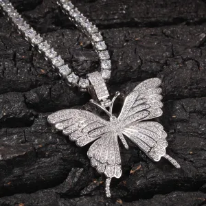 Tennis butterfly necklace , bling butterfly , butterfly tennis necklace, 4mm tennis necklace and cz butterfly pendant .