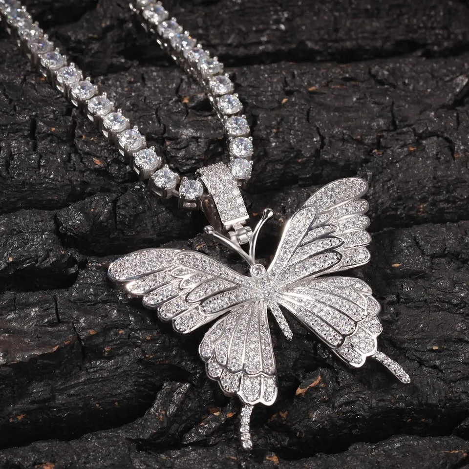 Tennis butterfly necklace , bling butterfly , butterfly tennis necklace, 4mm tennis necklace and cz butterfly pendant .