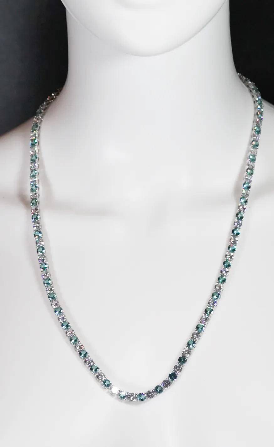 Tennis Chain | Green Diamond Tennis Chain | Tennis Necklace | Mens Tennis Chain | Womens Tennis Chain | Mint Green Tennis Chain | Iced Chain