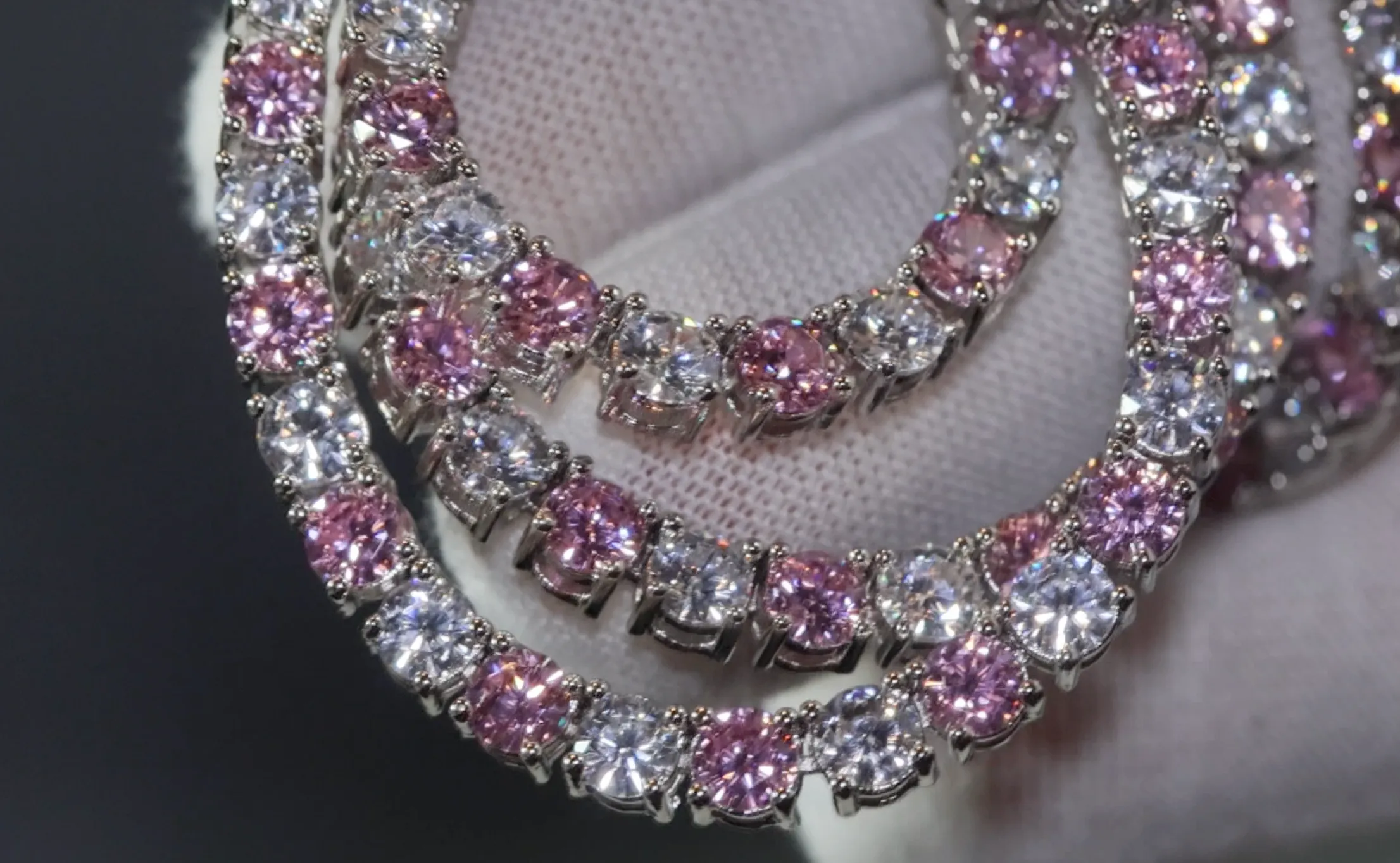 Tennis Chain | Pink Diamond Tennis Chain | Tennis Necklace | Pink Tennis Chain | Womens Tennis Chain | Diamond Tennis Chain | Iced Out Chain