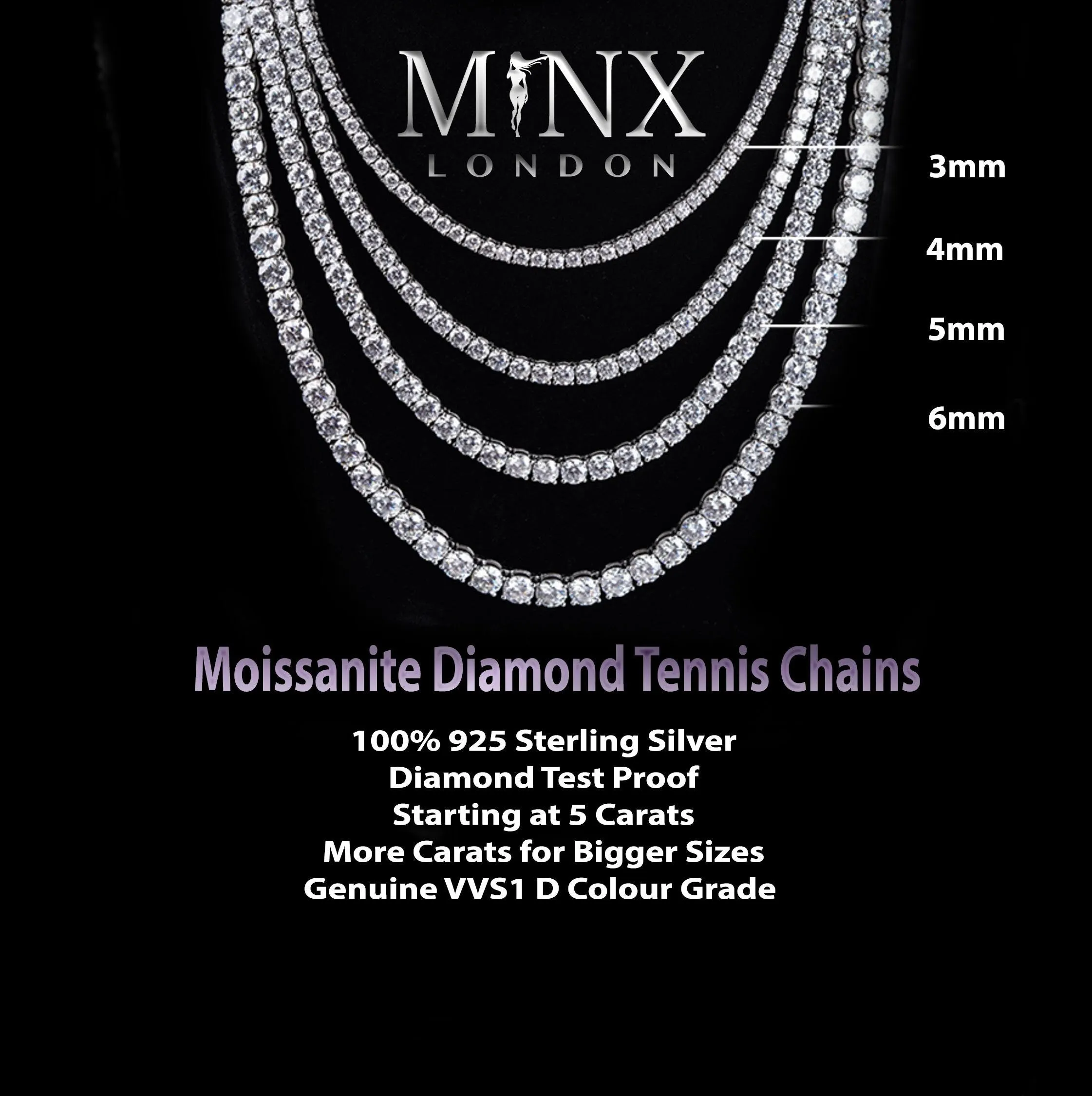 Tennis Chain | Tennis Necklace | Moissanite Tennis Chain | Mens Iced Out Chain | Womens Tennis Necklace | Moissanite Diamond Tennis Chain