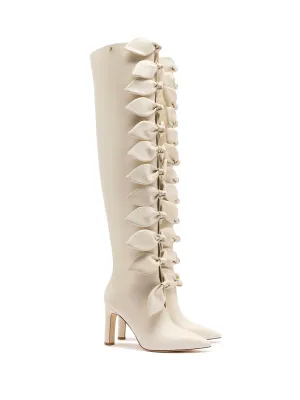 Tie Boot in White Leather