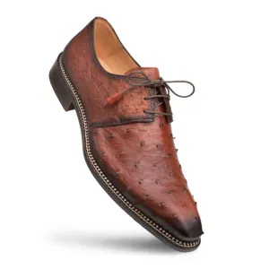 Tillson Brandy Genuine Ostrich Plain Toe Mens Blucher By Mezlan Made In Spain Brand