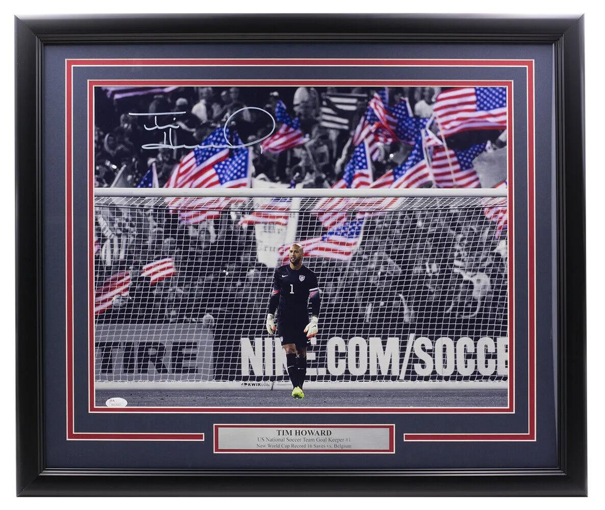Tim Howard Team USA Signed Framed 16x20 Men's Soccer Spotlight Photo JSA Holo