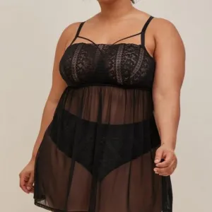Torrid Striped Floral Lace Babydoll Size 1