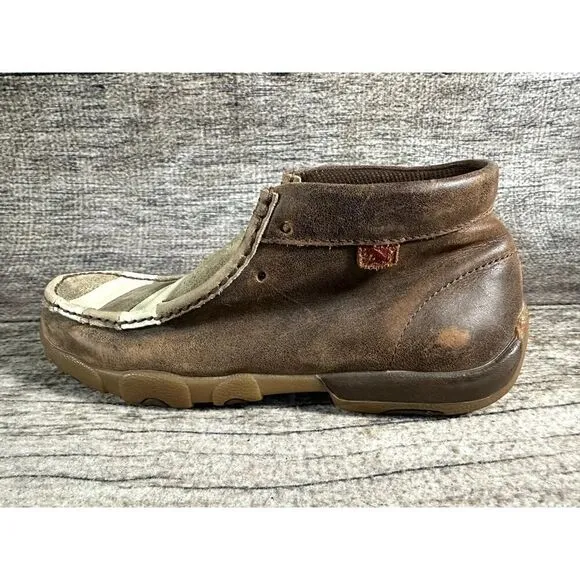 Twisted X Mens Chukka Driving Moc Stars Stripes No laces Leather Men’s Sz 7