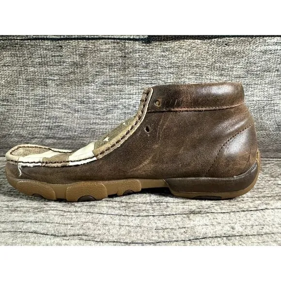 Twisted X Mens Chukka Driving Moc Stars Stripes No laces Leather Men’s Sz 7
