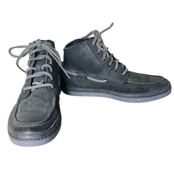 UGG Chukka Ankle Boots Charcoal Black Leather BAYNE Gray Laces Shoes Size 7