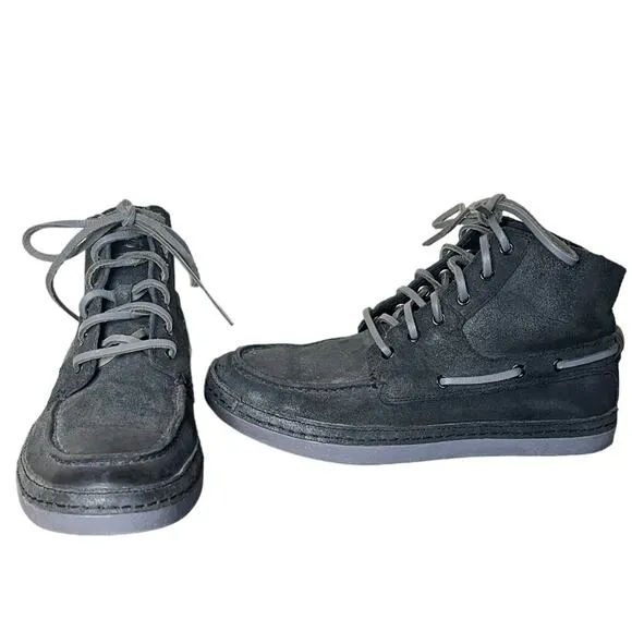 UGG Chukka Ankle Boots Charcoal Black Leather BAYNE Gray Laces Shoes Size 7