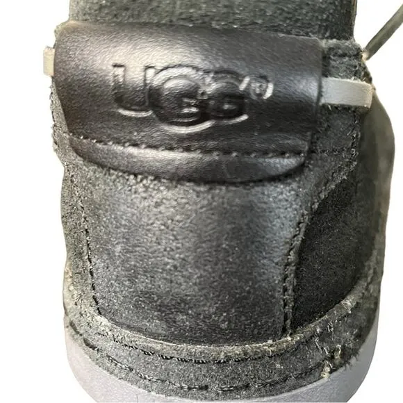 UGG Chukka Ankle Boots Charcoal Black Leather BAYNE Gray Laces Shoes Size 7