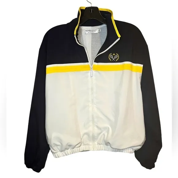 Vintage Unisex Wimbledon Jacket Size Small Blue White Yellow