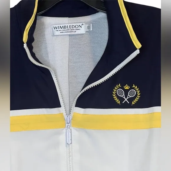 Vintage Unisex Wimbledon Jacket Size Small Blue White Yellow