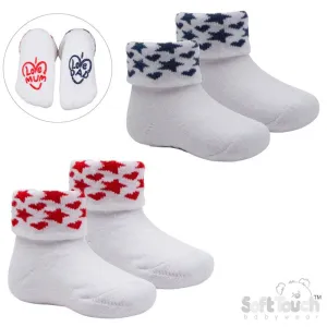 White 2 Pack Anti-Slip Terry Socks (0-12m) (PK12) S520-W