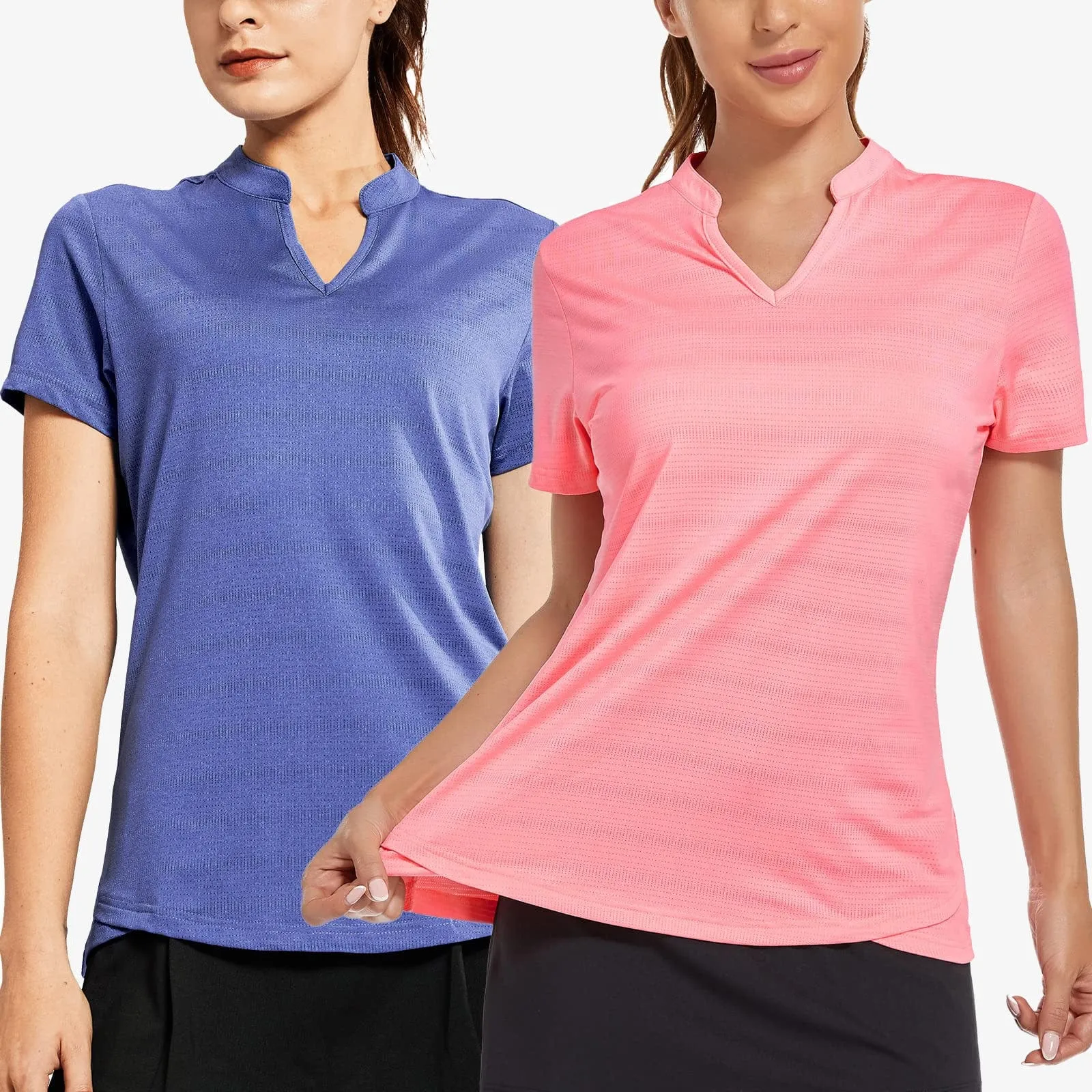 Women's Golf Polo Shirts Collarless UPF 50  Tennis Running T-Shirt